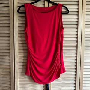 Calvin Klein Bright Red Pleated Top